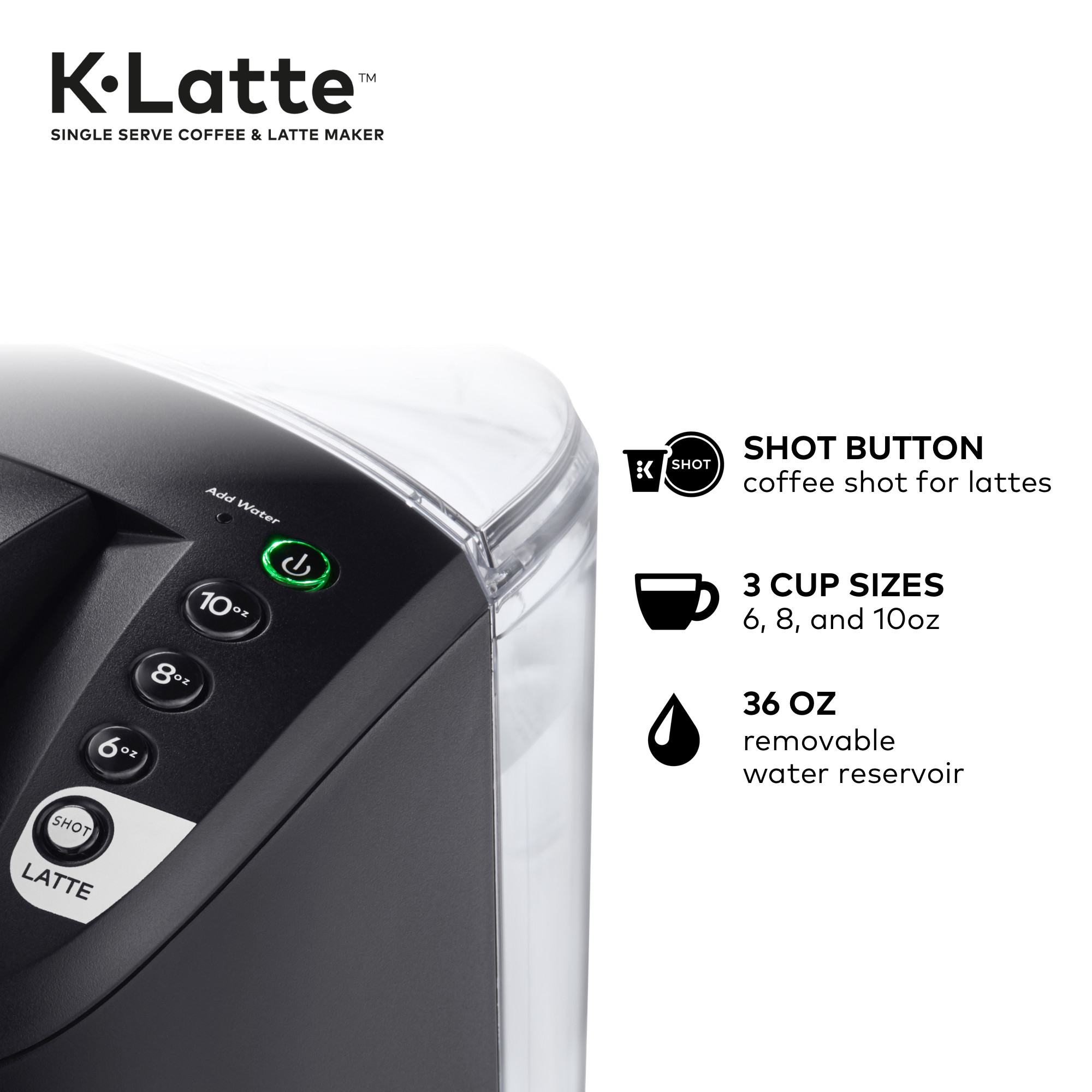 Keurig K-Latte Single Serve K-Cup Coffee and Latte Maker, Black - image 8 of 12