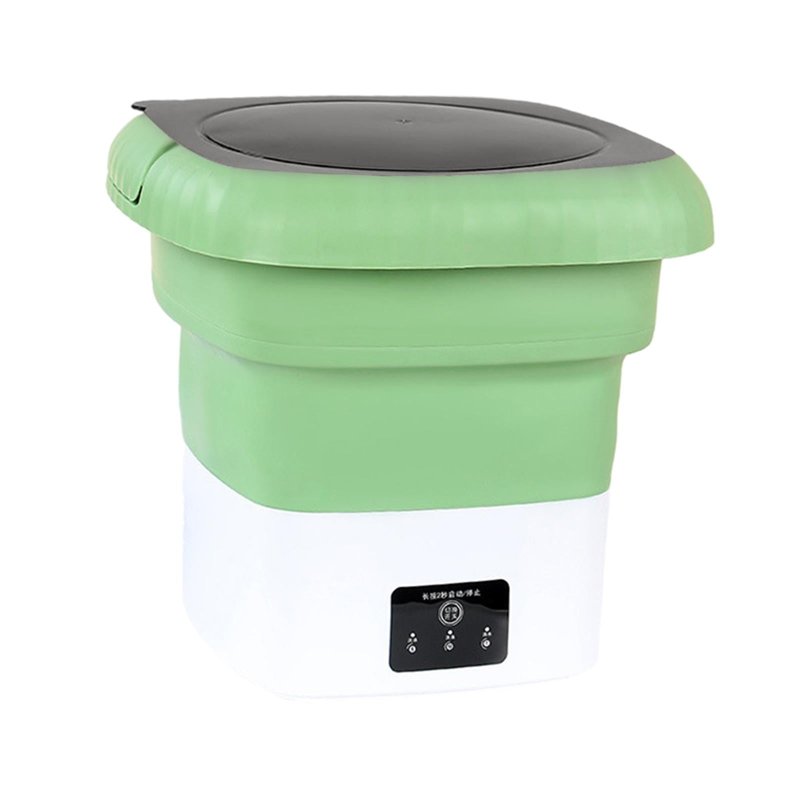 Portable Washing Machine Deep Cleaning Collapsible Bucket Washer Folding Washing Machine for Travel Ties Socks Green