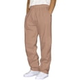 thumbnail image 2 of Dwellite Pants for Men Relaxed Fit Casual Elastic Waist Drawstring Trousers with Pockets Wide Leg Straight Slacks Khaki L, 2 of 4