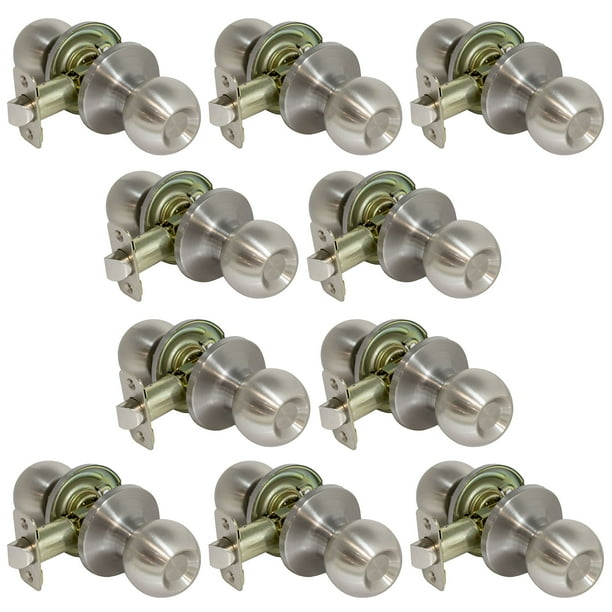 10 Pack Of Pro Grade Round Ball Passage Hallway Closet Door Knobs Handles Satin Nickel Com 10 Pack Of Pro Grade Round Ball Passage, Round Closet Door Knobs