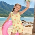 thumbnail image 4 of Psesaysky Peach Print Girls Tankini Swimsuit 2 Piece Bathing Suits for Girls Round Neck Swim Tank Top and Drawstring Bottoms for 6-15Y, 4 of 7