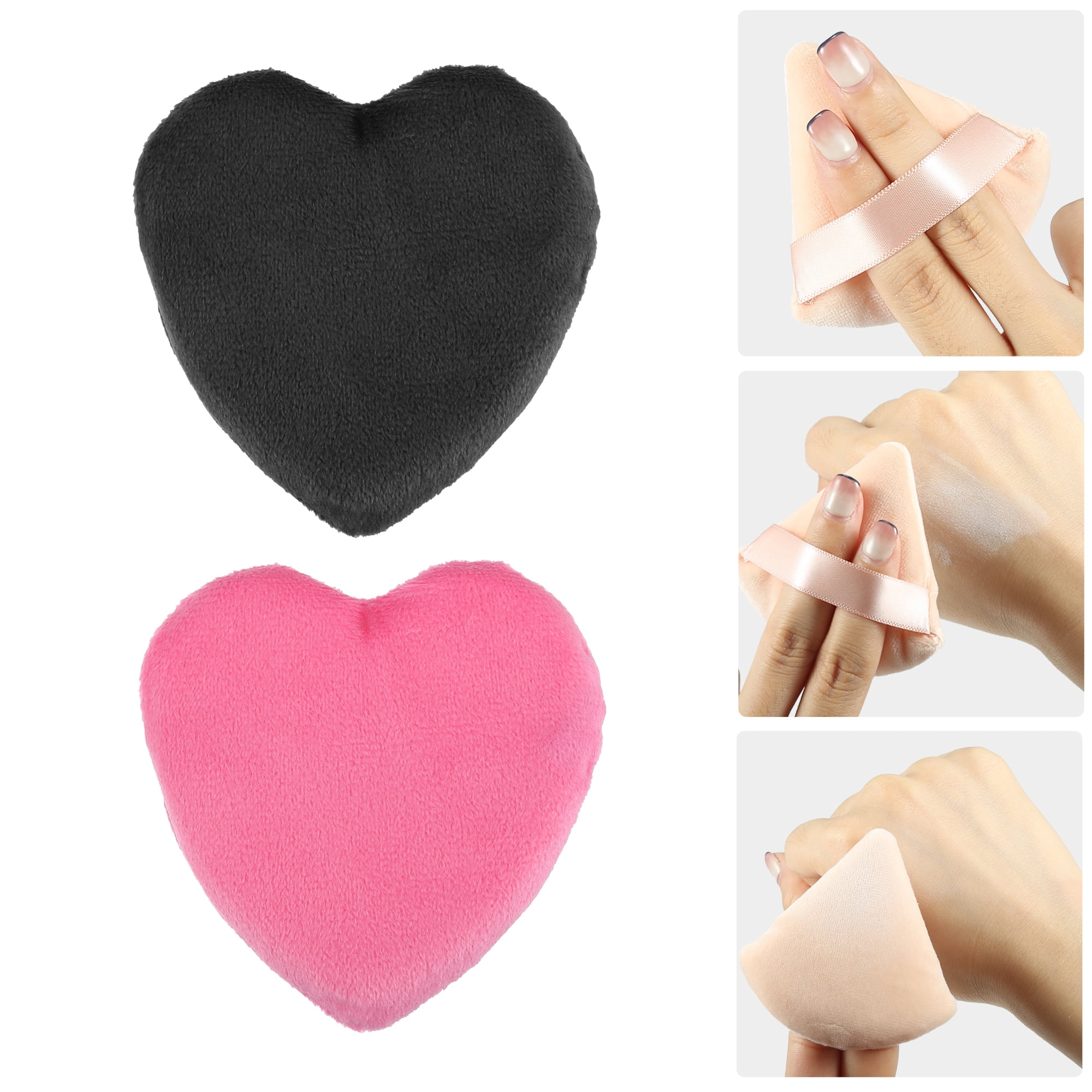 Unique Bargains 4pcs Loose  Puff Face Soft Heart Shape Puff Makeup Tool Red Black