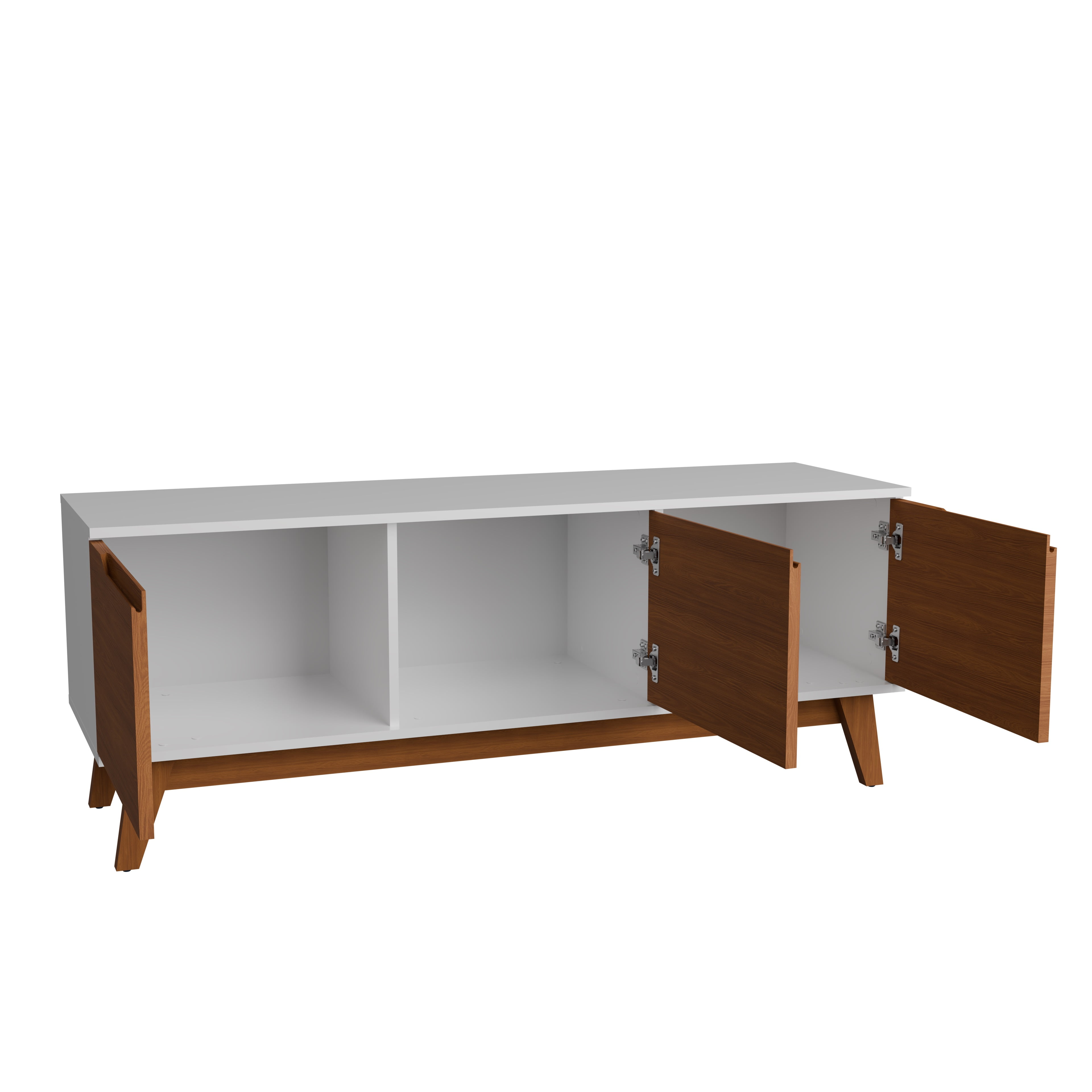 Kappesberg Athens 3-Door Tv Stand with Soft-Close Doors and Built-in Handles - White/Golden Oak - for Adults and Teens