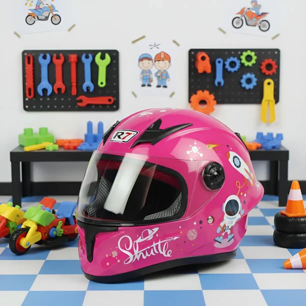 Casco Infantil Niño Niña Cerrado Moto Certific Dot Azul Rosa Diseño Lisa Tamaño Del Casco L