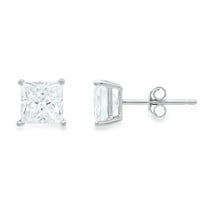 18k White Gold 1 Ct Princess Cut White Sapphire Earrings Plated by Paris Jewelry