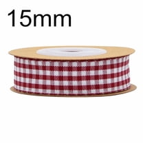 NAMZI 0.6 Inch x 5.5 Yards Gingham Ribbon, Classic Plaid Buffalo Checker Ribbon for Gift Wrapping, Hair Bows & DIY Crafts, Wine Red