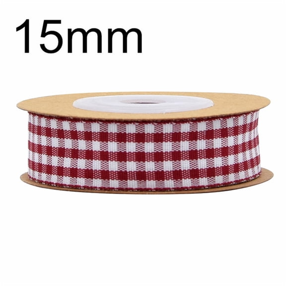 NAMZI 0.6 Inch x 5.5 Yards Gingham Ribbon, Classic Plaid Buffalo Checker Ribbon for Gift Wrapping, Hair Bows & DIY Crafts, Wine Red