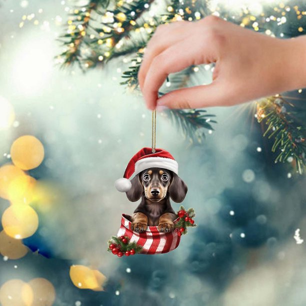 Colgante Interior de coche para perro salchicha YONGSHENG Decoración de árbol de Navidad 2024