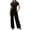 Black, variant on WENWU Women 2 Piece Casual Suit Pleated Short Sleeve Top and High Waisted Wide Leg Pants Tracksuit Set plus Size Jumpsuits Dressy Pant Suits for Women