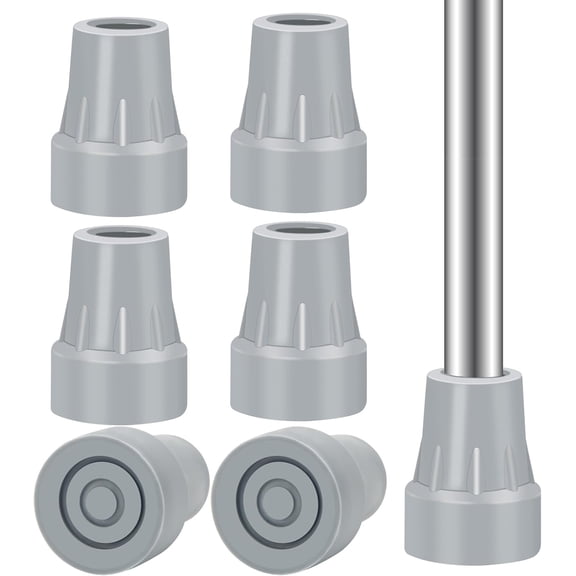 6 Pack Crutch Tips, Plutput 7/8 inch Heavy Duty Non Slip Rubber Cane Tips, Replacement Crutch Feet Cap