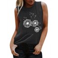 thumbnail image 1 of Women Dandelion Print Vest Round Neck Sleeveless Tank Top, 1 of 4