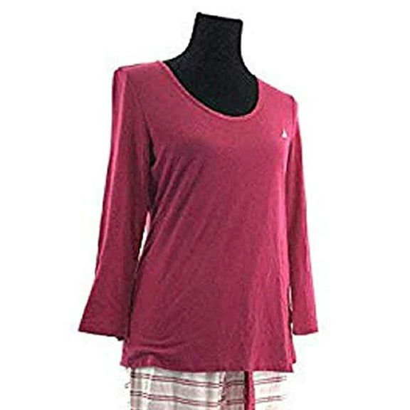Nautica Womens Flan Stripe Pajama Top Only,1-Piece, Small, Dark Rose