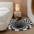 thumbnail image 2 of Round Rugs 3.3Ft, 3D Optical Illusion Round Area Rug Washable Indoor Throw Carpet, Black White Checkered Gingham Plaid Vortex Soft Non Slip Circle Rug for Laundry Room Patio Home Decor Aesthetic, 2 of 8
