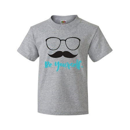 Inktastic Be Yourself  Glasses  Mustache - Black Blue Youth T-Shirt
