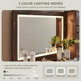 thumbnail image 5 of wow97e Farmhouse Vanity Desk with Touch Screen LED Mirror, Makeup Vanity Desk with Charging Station, 6 Drawers, Glass Top, Rustic Wood Dressing Table for Bedroom, 5 of 7