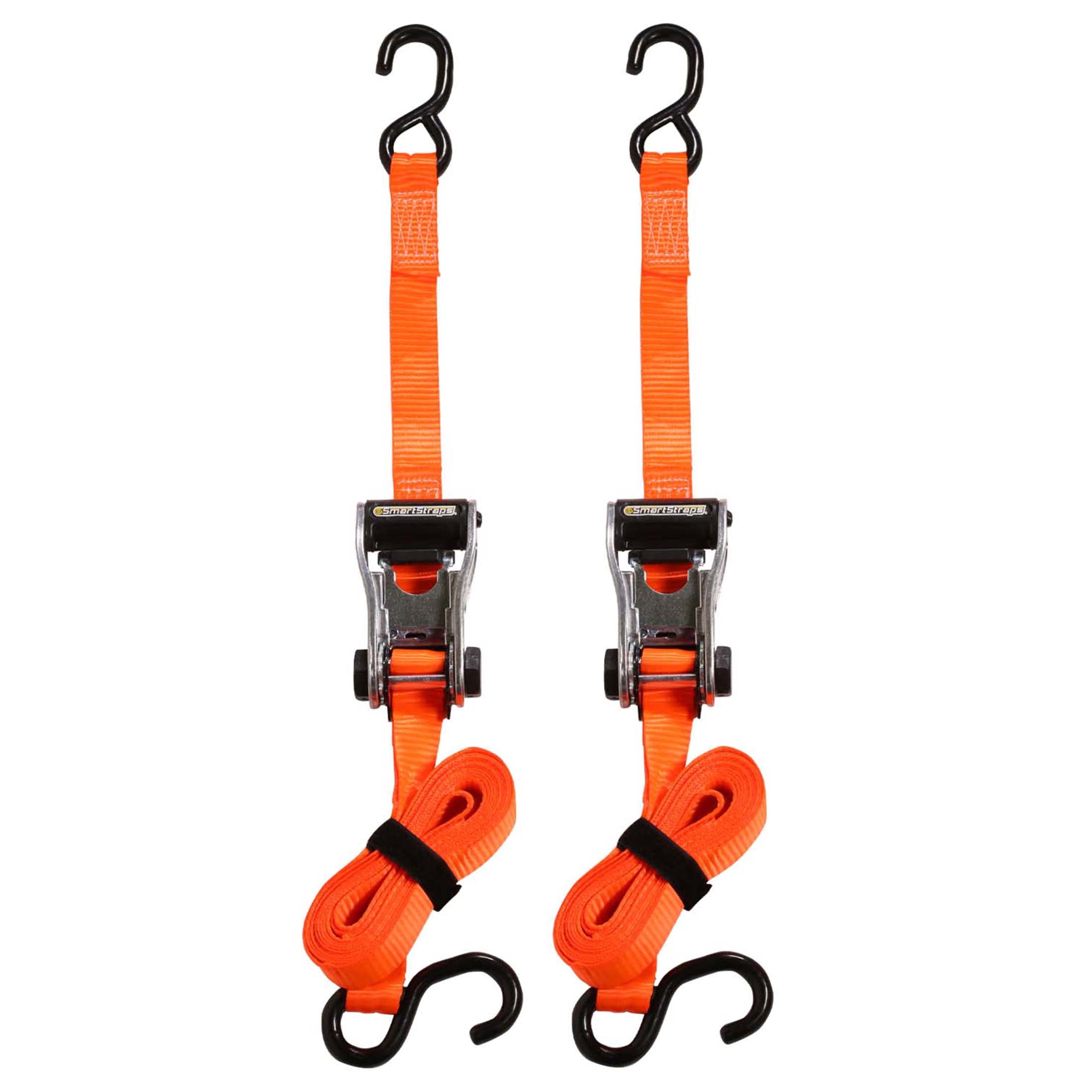 (2 pack) SmartStraps CarbonX Heavy Duty Ratchet Tie Down Straps, 1-1/4" x 14 ft, 1,000 lb Safe Work Load, 3,000 lb Break Strength, Orange, 2-Pack