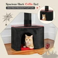 thumbnail image 5 of Gothic Cat Tree, Floor to Ceiling Cat Tower with Adjustable Height (86.8-120 Inches), 5 Tiers Black Cat Condo with Cozy Hammock, Fully Scratching Posts and Dangling Balls for Indoor Cats, 5 of 7