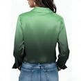 thumbnail image 2 of TaTaai Womens Ombre Gradient Satin Shirt Long Sleeve Button Down Collar Blouse Silky Open Front Loose Fit Evening Top Gift, 2 of 5