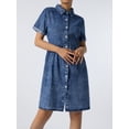 thumbnail image 5 of Douhoow Women Denim Dress Summer Solid Color Lapel Short Sleeve Buttons Casual Loose Dress, 5 of 8