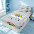 thumbnail image 3 of Erosebridal Kawaii Rainbow Zipper Queen Comforter Set with Fitted Sheet and 2 Pillowcases, Cartoon Clouds Zipper Bedding Set, Polka Dots Reversible, Gray Rainbow, Polka Dots Reversible, 3 of 7