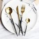 thumbnail image 5 of Juego de cuchillos, tenedores y cucharas de acero inoxidable - Juego de 4 piezas de oro negro (cuchillo, tenedor, cuchara + cuchara de café) Ormromra WL-00767, 5 of 7
