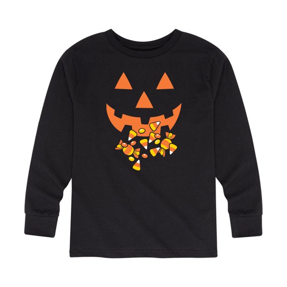 Instant Message - Pumkin Candy Face - Youth Long Sleeve Tee