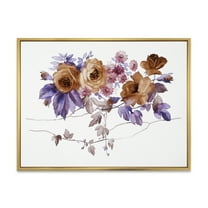 Designart 'Purple Wildflowers On White IV' Traditional Framed Canvas Wall Art Print