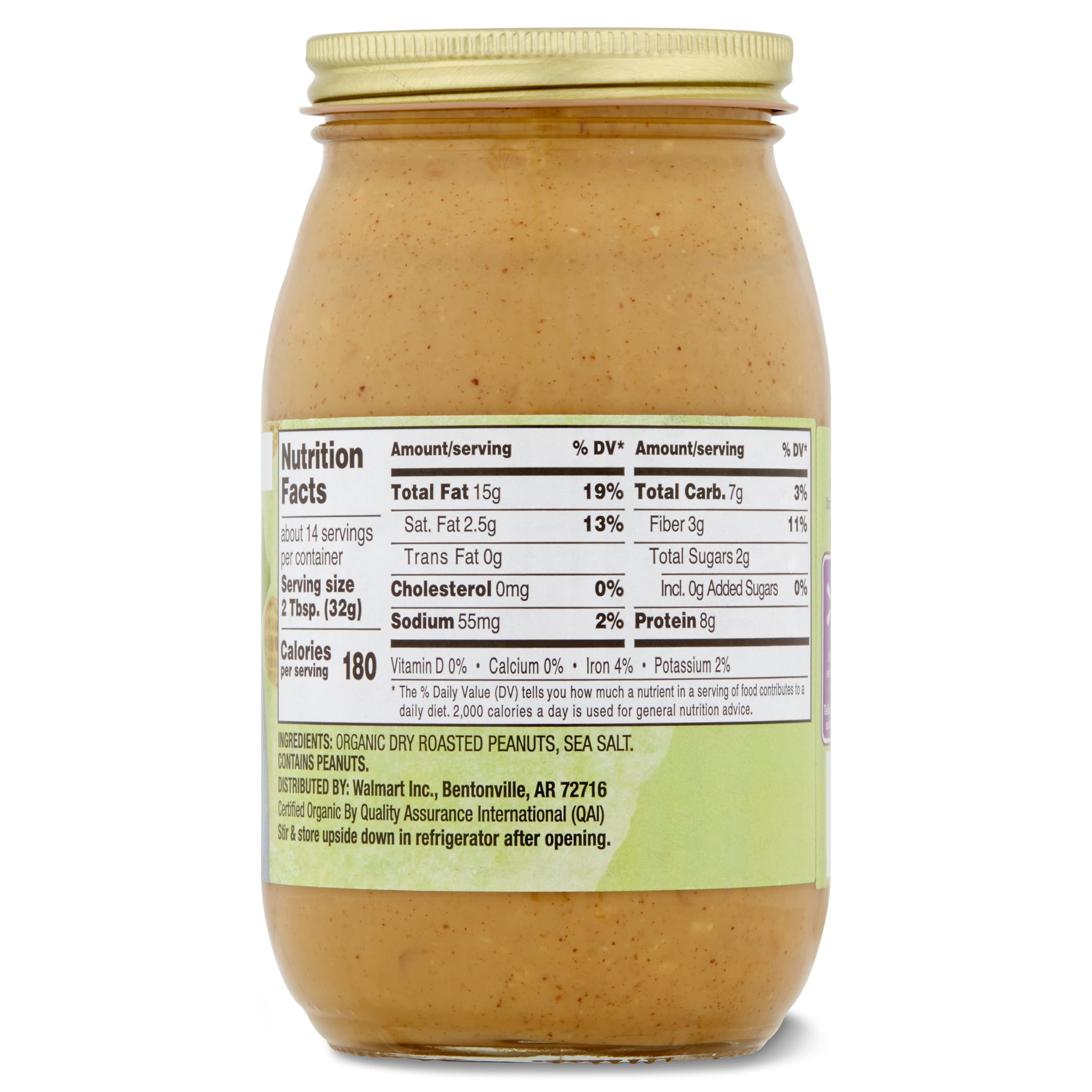 Great Value Organic Crunchy Stir and Enjoy Peanut Butter, 16 oz