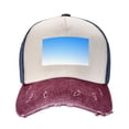 thumbnail image 2 of White Blue Gradient Baseball Cap Distressed Adjustable Vintage Cotton Denim Hat for Women Men, 2 of 7