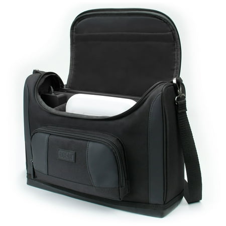 Compact Printer Carrying Case USA GEAR S7P Wireless Compact Photo Printer Carrying Case - Messenger Bag Compatible with Canon SELPHY CP1300 / CP1200 / CP900 / Ivy, Kodak Dock / Mini, Instax Share SP-3 / SP-2, HP Sprocket (Black) ()