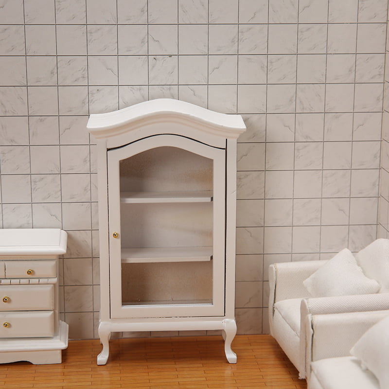 1:12 doll house DOLLHOUSE model house mini furniture accessories pure white arc top collection cabinet