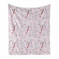 thumbnail image 1 of Paris Soft Flannel Fleece Throw Blanket, Abstract City Image Violin Cat with Bow Tie Eiffel Tower Illustration, Cozy Plush for Indoor and Outdoor Use, 60" x 80", Pale Pink Scarlet White, by Ambesonne, 1 of 6
