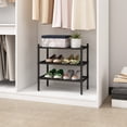 thumbnail image 2 of 3 Tier Bamboo Shoe Rack，Narrow Shoe Shelf for Closet，8 Pairs Shoe Storage Organizer for Entryway，Black, 2 of 9