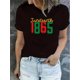 thumbnail image 1 of 1pc Juneteenth 1865 Graphic Print T-Shirt, Women'S Casual Crew Neck Short Sleeve Tee, Cotton Knit Fabric, Medium Stretch, all-Season Fashion Top, 1 of 6
