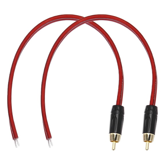 Uxcell 2 Pcs Cable RCA Baño de Oro, 0.98ft (0.3 Metros) Cable RCA a Extremo Abierto de Cable Desnudo, Cable de Extensión RCA para Guitarra, Altavoces, Equipos de Audio