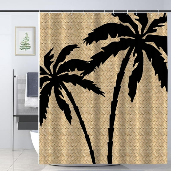 JOOCAR Palms Tree Matting Shower Curtain for Bathroom Decoration Fabric Shower Curtain set with 12 Hooks,72x72