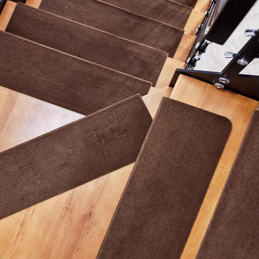 1/5/13Pcs Non-slip Adhesive Carpet Stair Treads Mats Staircase Step Rug Cover 