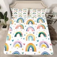 thumbnail image 2 of Manfei Retro Multicolor Rainbow Twin Sheet Sets,Boho Style Twin Fitted Sheet,Colorful Heart Print Flat Sheet For Kids,Luxury Bedroom Decor,3 Pieces, 2 of 7