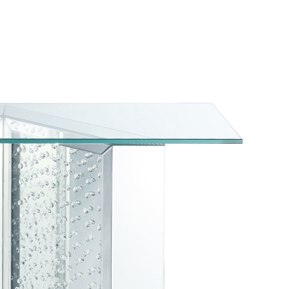 Acme Nysa Console Table Mirrored & Faux Crystals