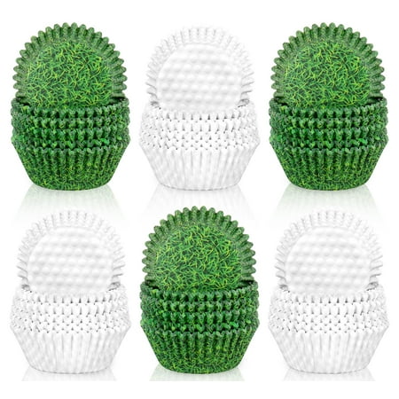 300Pcs Golf Cupcake Liner Green White Golf Ball Paper Baking Cup Muffin Liner Cake Storage Container for Sport Party DIY Crafts Supplies