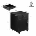 thumbnail image 6 of Mobile File Cabinet with Lockable Drawer & Door, Under Desk Storage Cabinet with 360°Swivel Wheels, Wooden Stationery Storage Cabinet for Legal/Letter/ A4 Documents (Black), 6 of 7