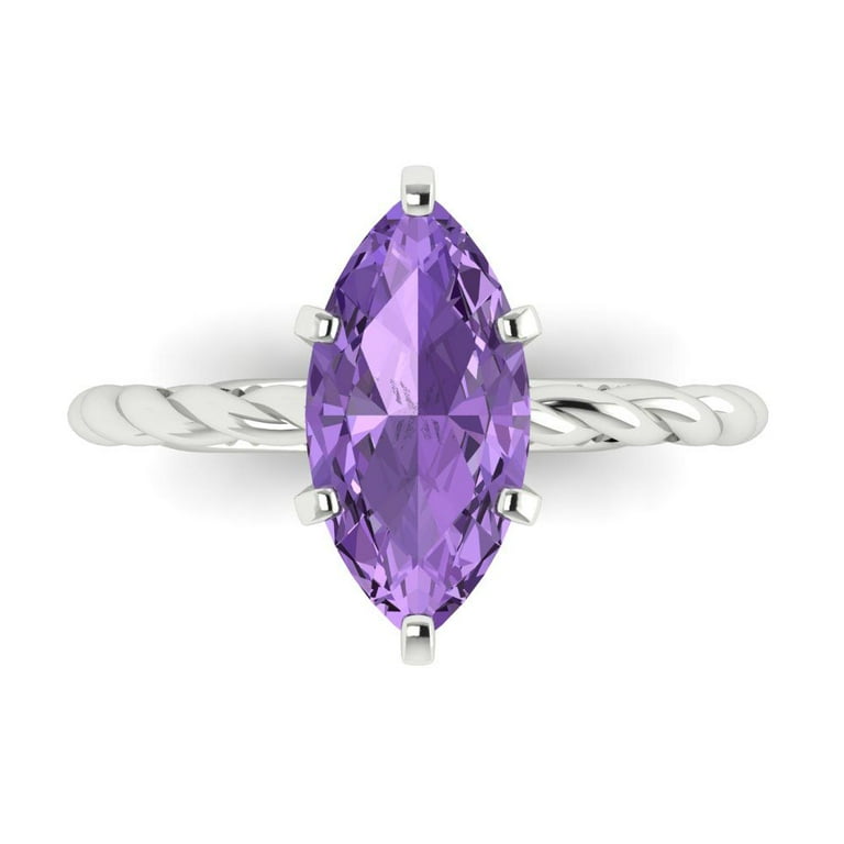 2ct marquise cut alexandrite 18k white gold Bridal Wedding 