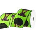 thumbnail image 3 of Homeford Halloween Witch Legs and Cauldrons Satin Wired Ribbon, 2-1/2-inch, 10-yard, Lime, 3 of 3