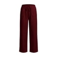 thumbnail image 5 of Levmjia Women's Casual Pants High Waisted with Pockets Drawstring Waist Scallop Hem Loose Fit Wide Leg Lounge Pants Solid Color for Summer Daily, 5 of 6