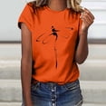 thumbnail image 2 of Fgnfyis Hauts pour Femmes T-Shirt Court Chemise Décontractée Tunique à Manches Imprimé Col Rond Lettres Hauts Blouse T-Shirts à Manches Courtes pour Femmes Orange G, 2 of 4