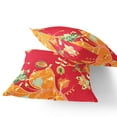 thumbnail image 3 of Set of Two 16" X 16" Green and Red Blown Seam Floral Indoor Outdoor Throw Pillow, 3 of 5