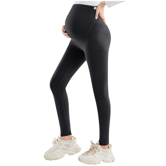 Haimao No See-Through Maternity Workout Yoga Leggings Clearance Soft Stretchy Pregnancy Leggings Over the Belly