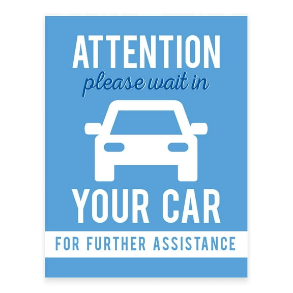 Koyal Wholesale Office Social Distancing Attention, Please Wait In Your Car For Further Assistance Business Sign, 10-Pk