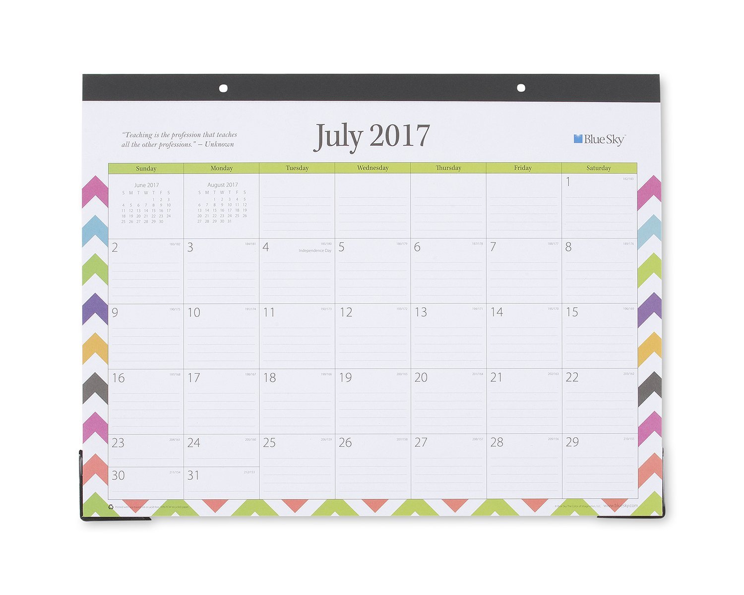 2017 2018 academic year monthly desk pad calendar 17 x 13 chevron july 2017 june 2018 featuring 12 months of monthly view pages for easy academic year planning by blue sky walmart com