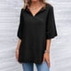 thumbnail image 2 of Camisas sueltas de algodón y lino de manga corta con cuello en V para mujer, blusas de verano OAVQHLG3B Store  lin121212, 2 of 5